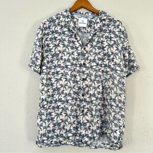 🦋 Caribbean Palm Tree Hawaiian Beach Button Down T-Shirt Large